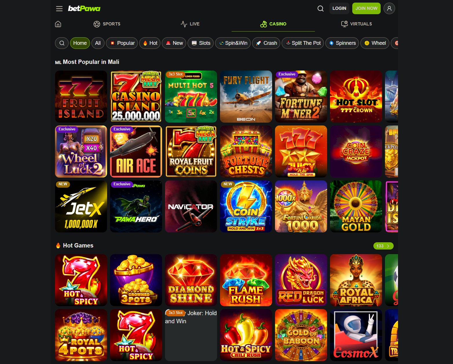 Betpawa: gaming section catalog Betpawa: gaming section catalog