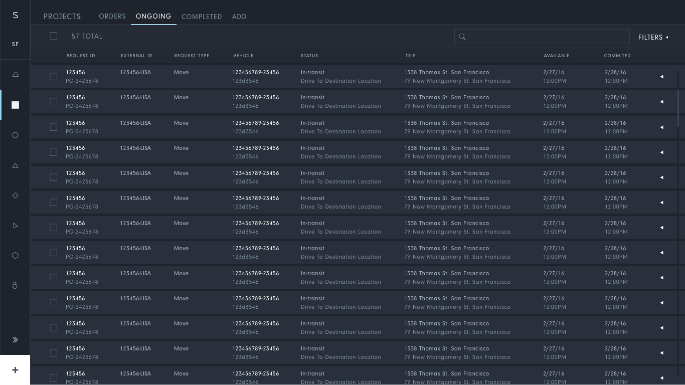 Макет STRATIM Portal: список текущих проектов Макет STRATIM Portal: список текущих проектов